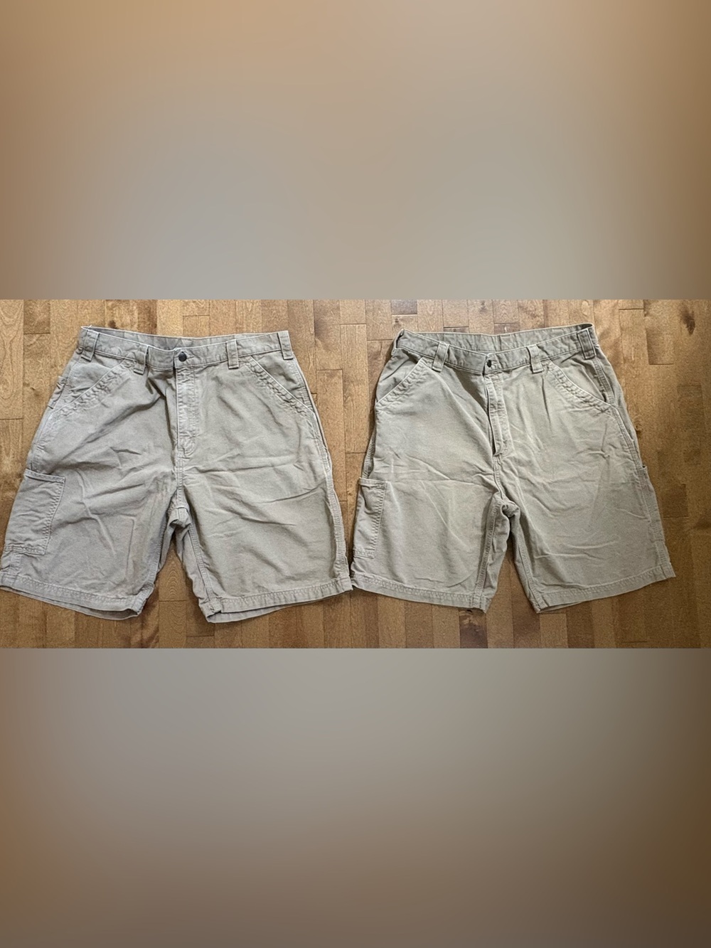 Lot of 2 Carhartt Men's B147 DKH Canvas Work Shorts Dark Khaki Size 38